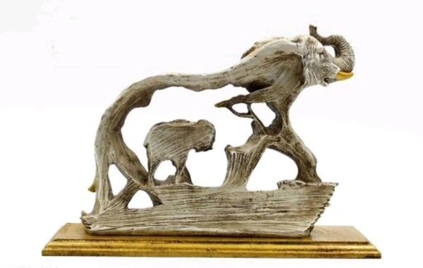 Pakhi Creations Modern Abstract Golden Elephant Sculpture Geometric Resin Wildlife Decor Gift Craft Ornament Accessories Furnishing. - Free Size, Resin , Figurines, Pack of1